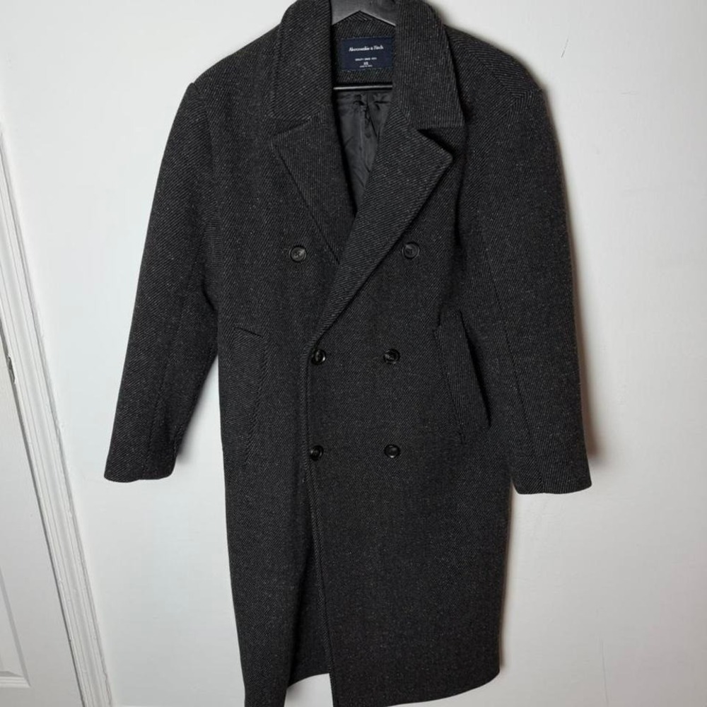 Abercrombie&Fitch Grey Wool Blend Double Breasted Coat XS - Picture 1 of 7